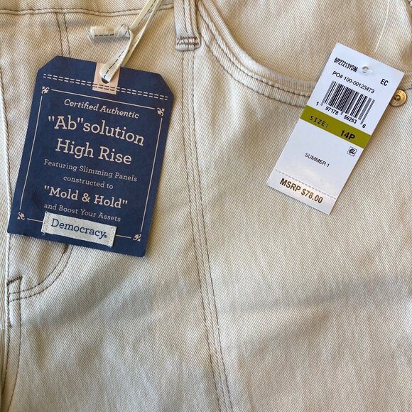 Democracy Ab Solution High Rise Kick Flare Pant Women's 14P Ecru NWT - Picture 2 of 9